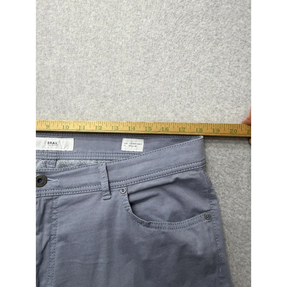 Brax Pants Mens 36x32 Light Blue Gray Cooper Fancy Regular Fit Micro Print Chino